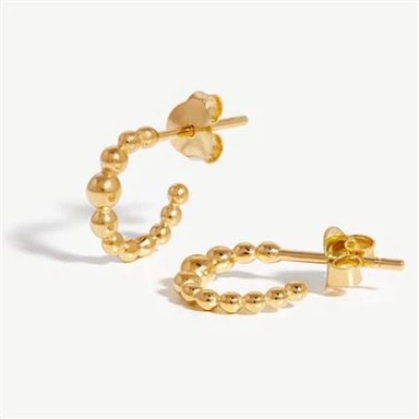 עגיל מיני חישוק עם חרוזים בזהב