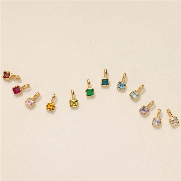 Colorful CZ Stainless Steel Birthstone Charms high quality