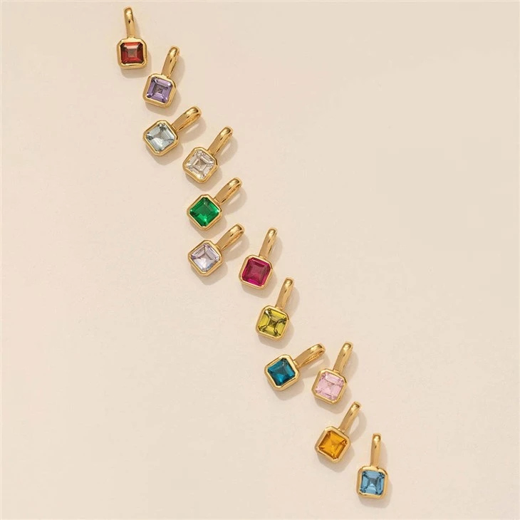 Colorful CZ Stainless Steel Birthstone Charms factory