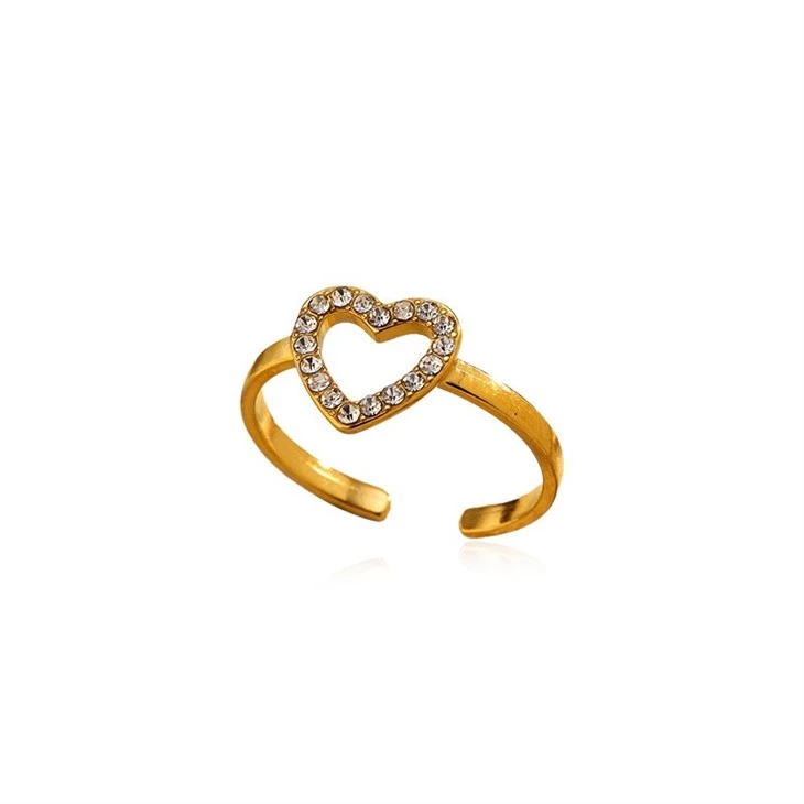 Pave Heart Open Ring high quality